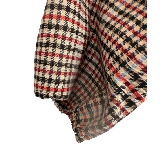 Ann Taylor  tan checkered blouse, tie closure around high waist, size Large - Picture 5 of 9